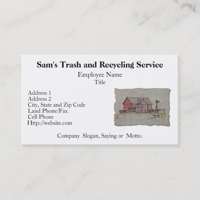 Tarjeta De Visita Molino de viento y vaca del granero (Anverso)