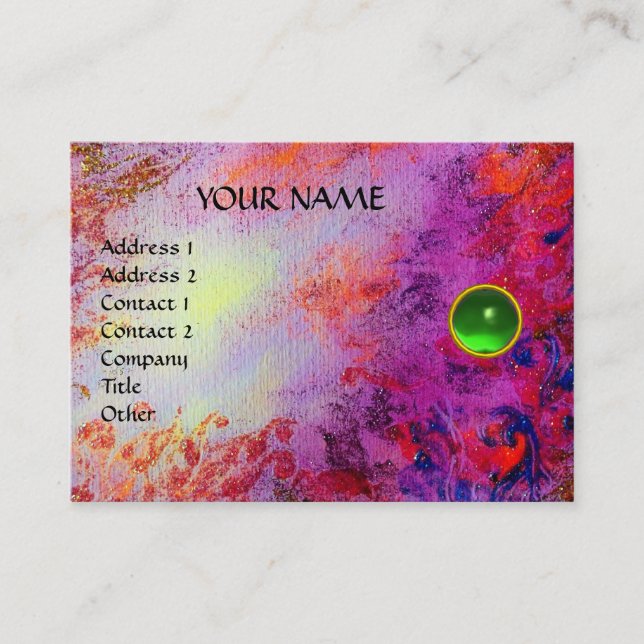 Tarjeta De Visita MON EMERALD AGATA fuchsia brillante verde púrpura (Anverso)