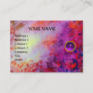 Tarjeta De Visita MON ESmeralda AGATA, rojo amarillo, morado, violet