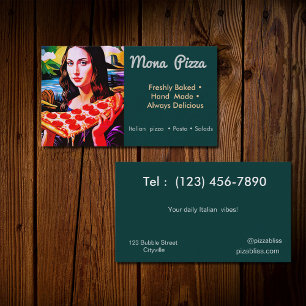 Tarjeta De Visita Mona Lisa con pizza