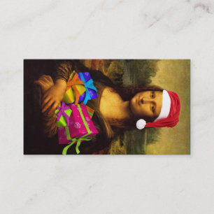 Tarjeta De Visita Mona Lisa deseando Feliz Navidad
