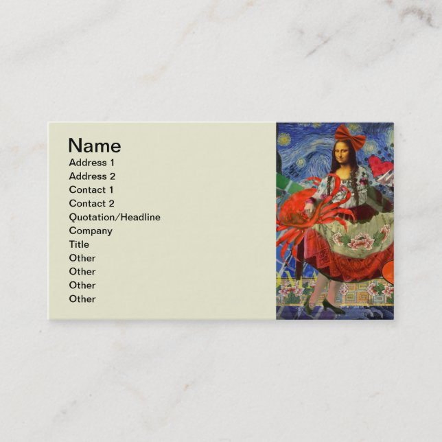 Tarjeta De Visita Mona Lisa Fun Zodiac Whimsical (Anverso)