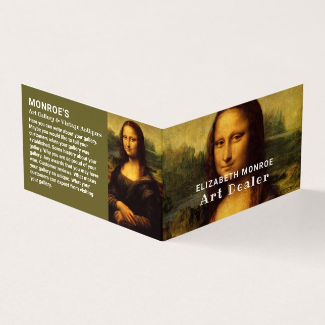 Tarjeta De Visita Mona Lisa, Leonardo Da Vinci, Art Dealer, Detallad (Exterior)
