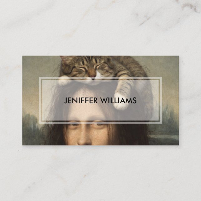 Tarjeta De Visita Mona Lisa With Sleeping Cat                        (Anverso)