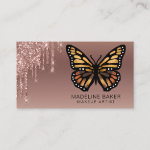 Tarjeta De Visita monarca mariposa Rosa de oro