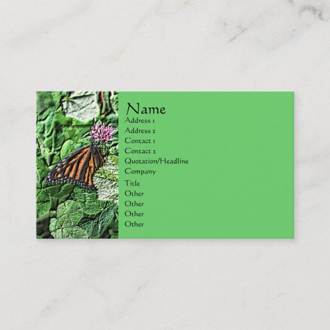 Tarjeta De Visita Monarch Butfly Nature Art Business Card (Anverso)