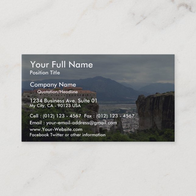 Tarjeta De Visita Monasterio, el gran Meteora, Grecia (Anverso)