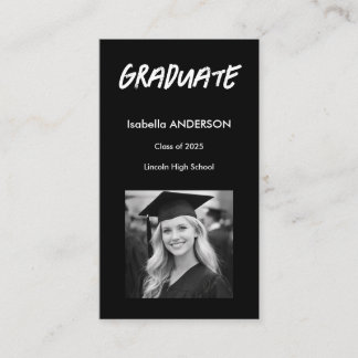 Tarjeta De Visita Mondern Black and White Graduation 