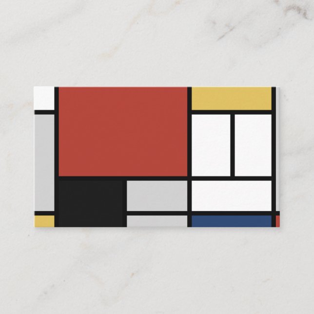 Tarjeta De Visita Mondrian Pintura de Plano Rojo Amarillo Azul Gris  (Anverso)