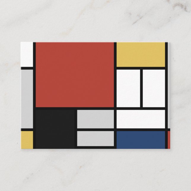 Tarjeta De Visita Mondrian Pintura de Plano Rojo Amarillo Azul Gris  (Anverso)