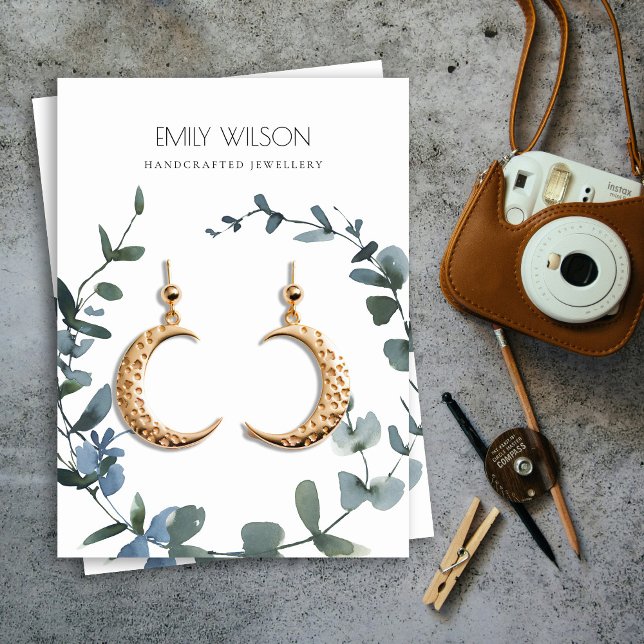TARJETA DE VISITA MONEDA AZUL VERDE EUCALYPTUS FOLIAGE EARRING PANTA (Subido por el creador)