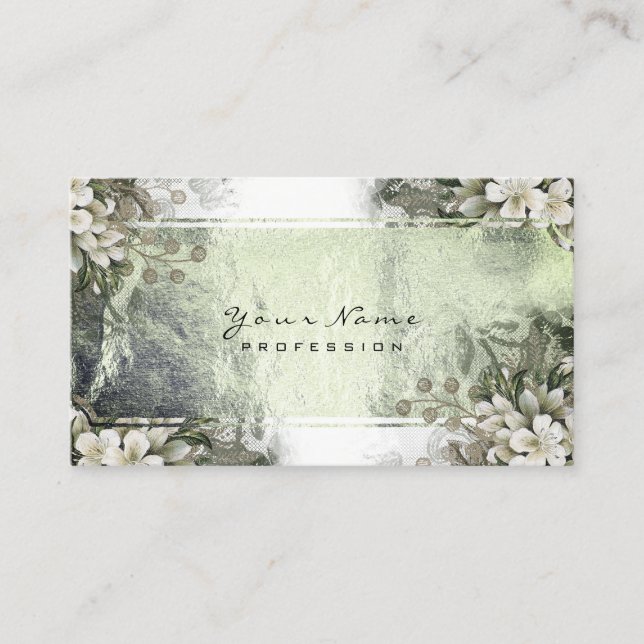 Tarjeta De Visita Moneda floral Oro Verde Oro Blanco Metálico (Anverso)