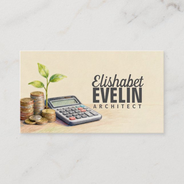Tarjeta De Visita Monedas, Brote y Calculadora (Anverso)