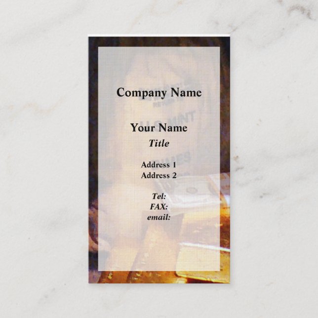 Tarjeta De Visita Monedas de diez centavos, dólares y oro (Anverso)