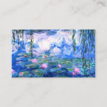 Tarjeta De Visita Monet Pink Water Lilies<br><div class="desc">Una tarjeta de visita estándar con nenúfares rosa de Monet,  con hermosos nenúfares rosas flotando en un estanque azul tranquilo con colchonetas de lirios. Un gran regalo de Monet para los amantes del impresionismo y del arte francés. Impresionismo natural sereno con flores y paisajes pintorescos de estanques.</div>