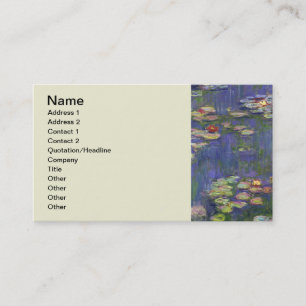 Tarjeta De Visita Monet Water Lilies Masterpiece Pintura