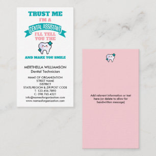 Tarjeta De Visita Monísima Asistente Dental Rosa Kawaii Corporativo 