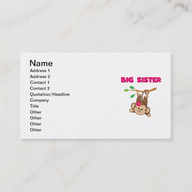 Tarjeta De Visita Monkey Big Sister (Anverso)