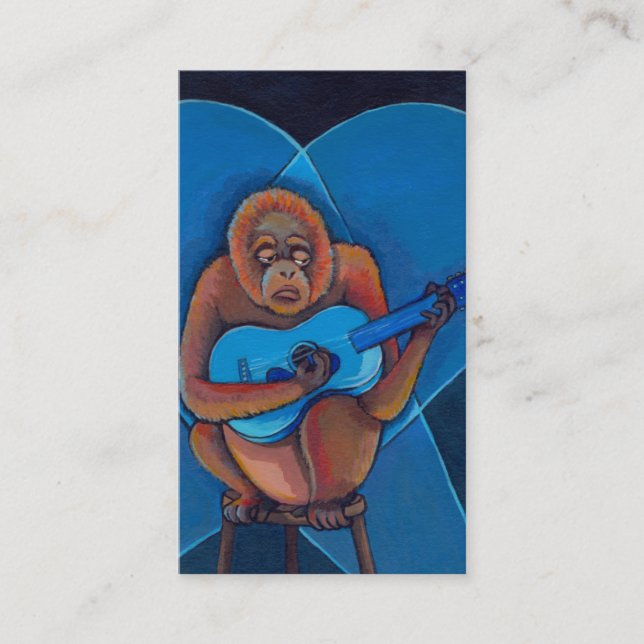 Tarjeta De Visita Mono del orangután del guitarrista de los azules (Anverso)
