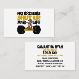 Tarjeta De Visita Mono sin Excusas, entrenador personal/instructor d