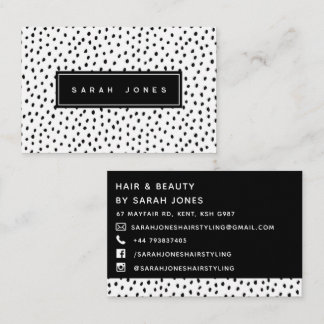 Tarjeta De Visita Monocromo Moderno Black & White Spots