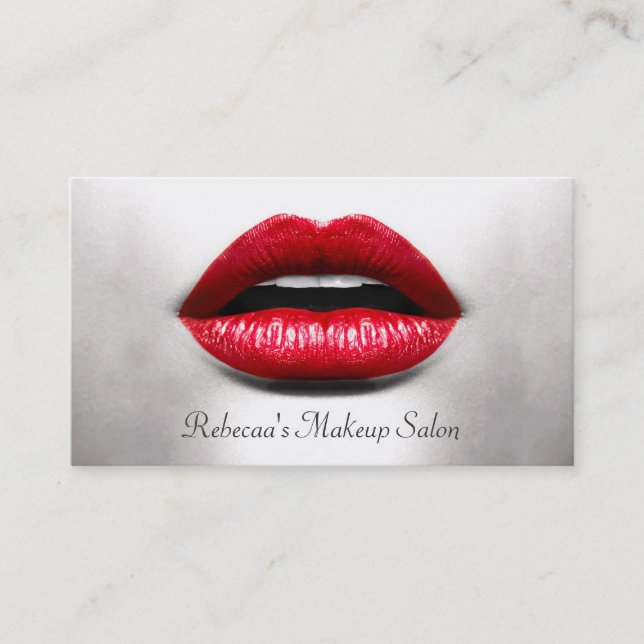 Tarjeta De Visita Monocromo retro de los labios rojos - Artista de m (Anverso)