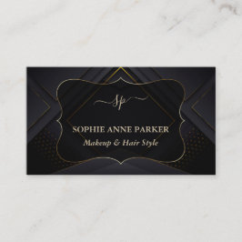 Tarjeta De Visita Monogram Calligraphy Gold Professional Makeup