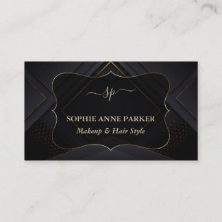 Tarjeta De Visita Monogram Calligraphy Gold Professional Makeup