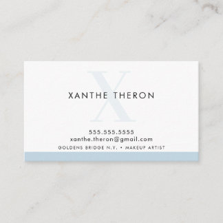 Tarjeta De Visita MONOGRAM elegante moderno minimalista azul pálido