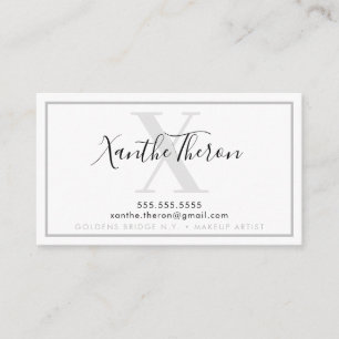 Tarjeta De Visita MONOGRAM elegante script moderno minimalista gris