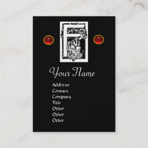 Tarjeta De Visita MONOGRAM F, RUBY Pearl Paper