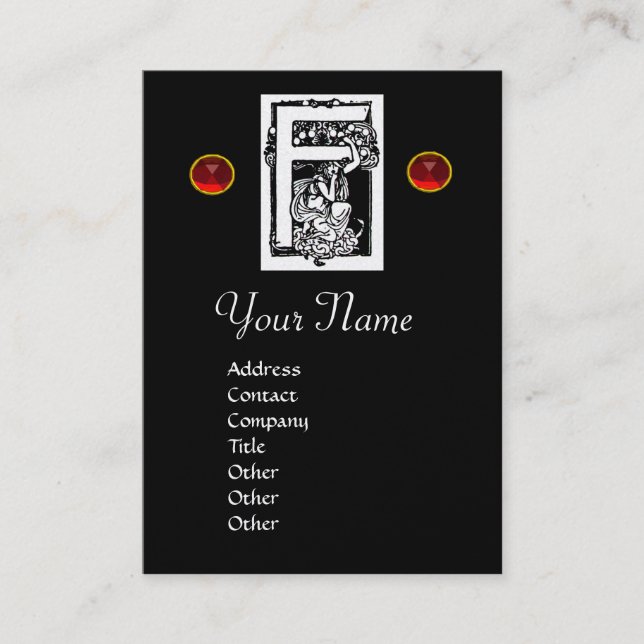 Tarjeta De Visita MONOGRAM F, RUBY Pearl Paper (Anverso)