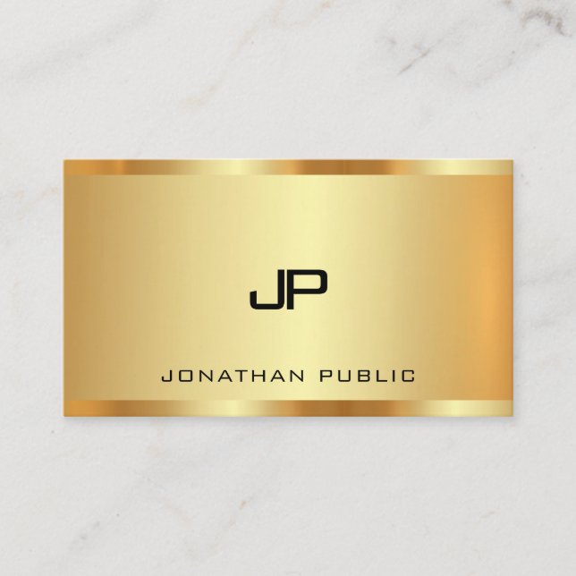Tarjeta De Visita Monogram Faux Gold Modern Professional Luxury (Anverso)
