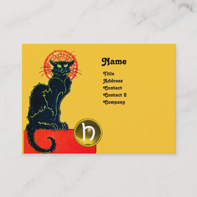 TARJETA DE VISITA MONOGRAM, FIESTA CAT NEGRO (Anverso)