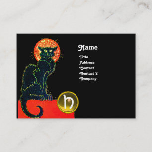 TARJETA DE VISITA MONOGRAM, FIESTA CAT NEGRO