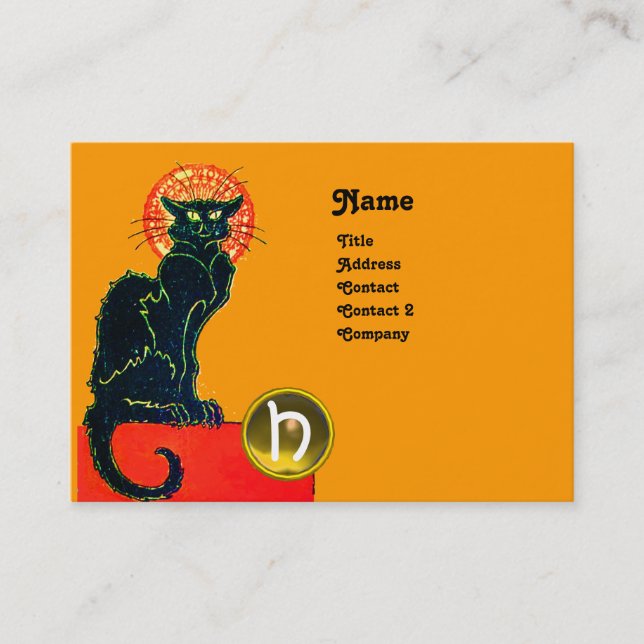 TARJETA DE VISITA MONOGRAM, FIESTA CAT NEGRO (Anverso)