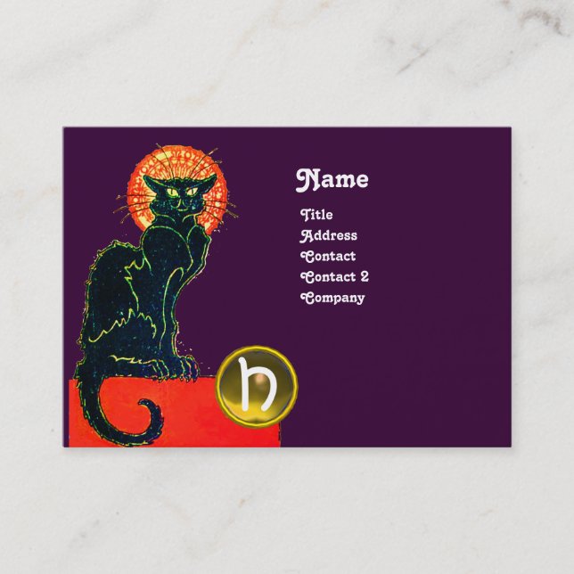 TARJETA DE VISITA MONOGRAM, FIESTA CAT NEGRO (Anverso)
