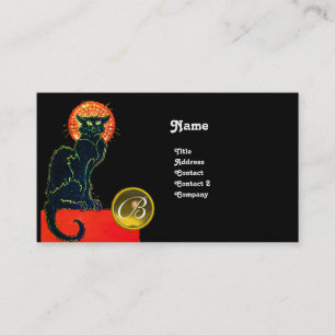 TARJETA DE VISITA MONOGRAM, FIESTA CAT NEGRO