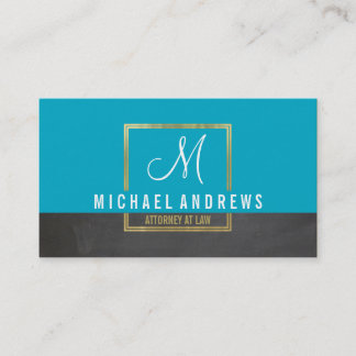 Tarjeta De Visita MONOGRAM LOGO caja de oro inteligente moderna carb