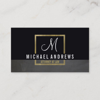 Tarjeta De Visita MONOGRAM LOGO caja de oro inteligente moderna gris