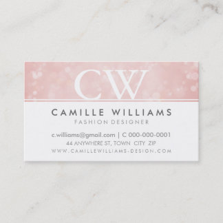 Tarjeta De Visita MONOGRAM LOGO eetéreo caprichoso coral rosa