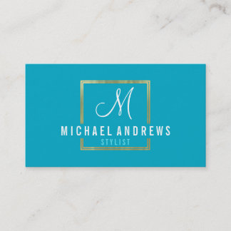 Tarjeta De Visita MONOGRAM LOGO moderno caja de oro inteligente turq