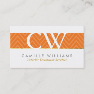 Tarjeta De Visita MONOGRAM LOGO negrita patrón de chevron brillante 