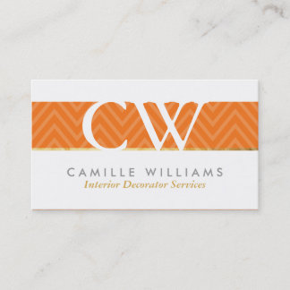 Tarjeta De Visita MONOGRAM LOGO negrita patrón de chevron brillante 