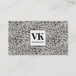 Tarjeta De Visita Monogram Minimalist Grey Black Beige Texture.