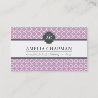 Tarjeta De Visita MONOGRAM moderno modelo marroquí lila gris púrpura