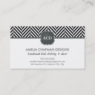 Tarjeta De Visita MONOGRAM moderno patrón de arengihuesos negro