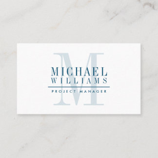 Tarjeta De Visita MONOGRAM nombre moderno simple masculino azul mari