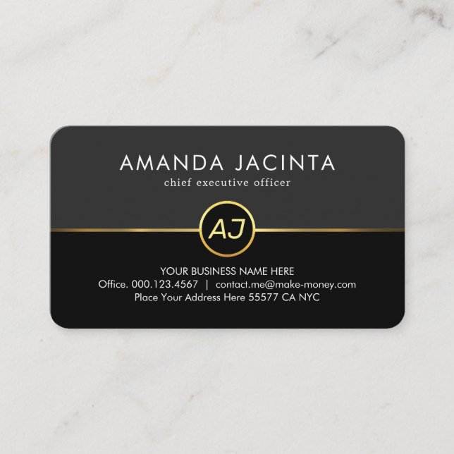Tarjeta De Visita Monogram On Grey Black Layers (Anverso)