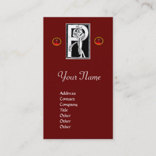 Tarjeta De Visita MONOGRAM P LETRA ANTIGUA FIGURA Blanco Rojo